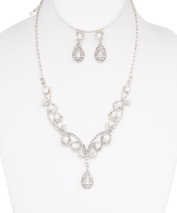 Crystal Necklace with Earrings NB810017 SILVER